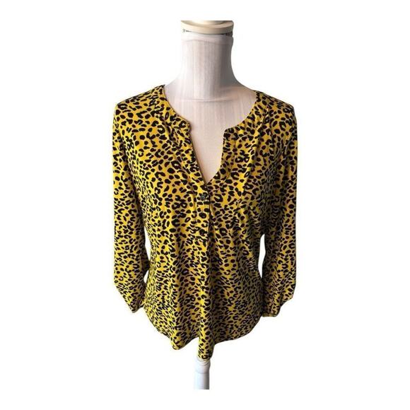 DNA couture Yellow Animal Print Blouse Size 1X - Picture 1 of 3